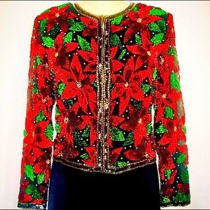 Red & Green Sequin Vintage Jacket